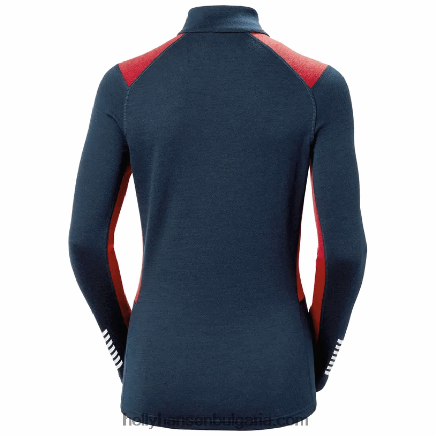 Жени дамски лифа мериносов среден слой с половин цип основен слой 80V22D2056 черен Helly-Hansen