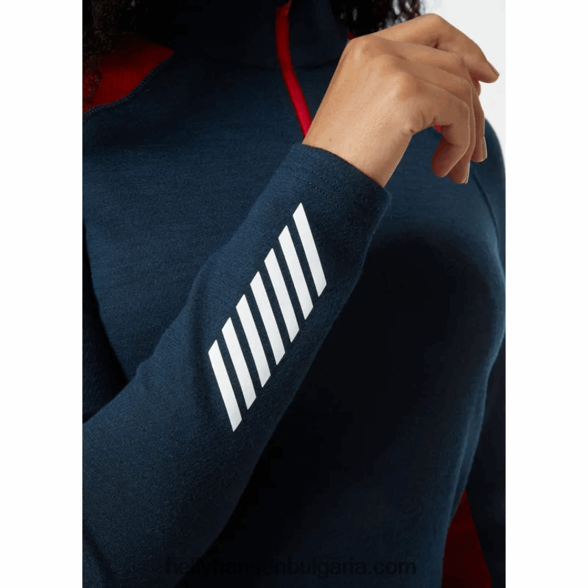 Жени дамски лифа мериносов среден слой с половин цип основен слой 80V22D2056 черен Helly-Hansen