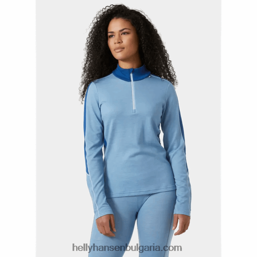 Жени дамски олекотен мериносов слой с половин цип 80V22D2066 морско деко f Helly-Hansen