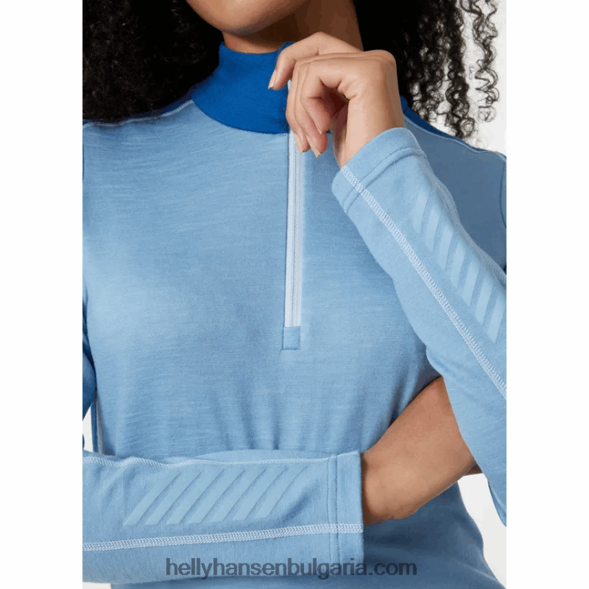 Жени дамски олекотен мериносов слой с половин цип 80V22D2066 морско деко f Helly-Hansen