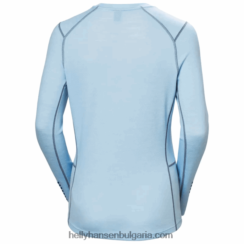Жени дамски лифа мериносови средно тежки графични дълъг ръкав основен слой 80V22D2067 синя мъгла Helly-Hansen