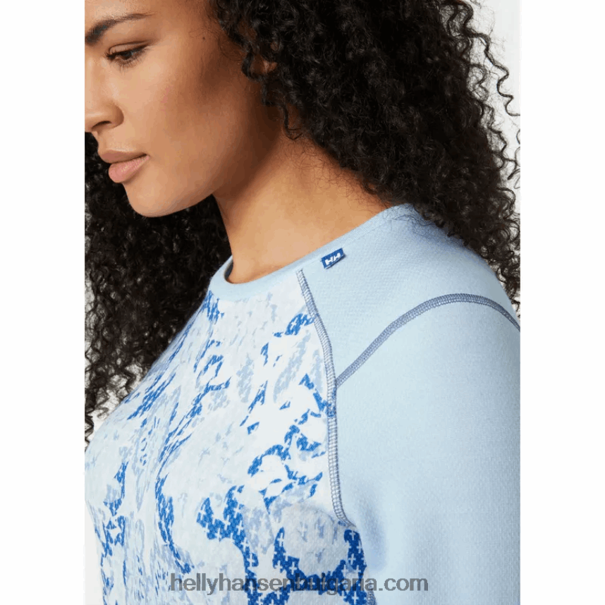 Жени дамски лифа мериносови средно тежки графични дълъг ръкав основен слой 80V22D2067 синя мъгла Helly-Hansen