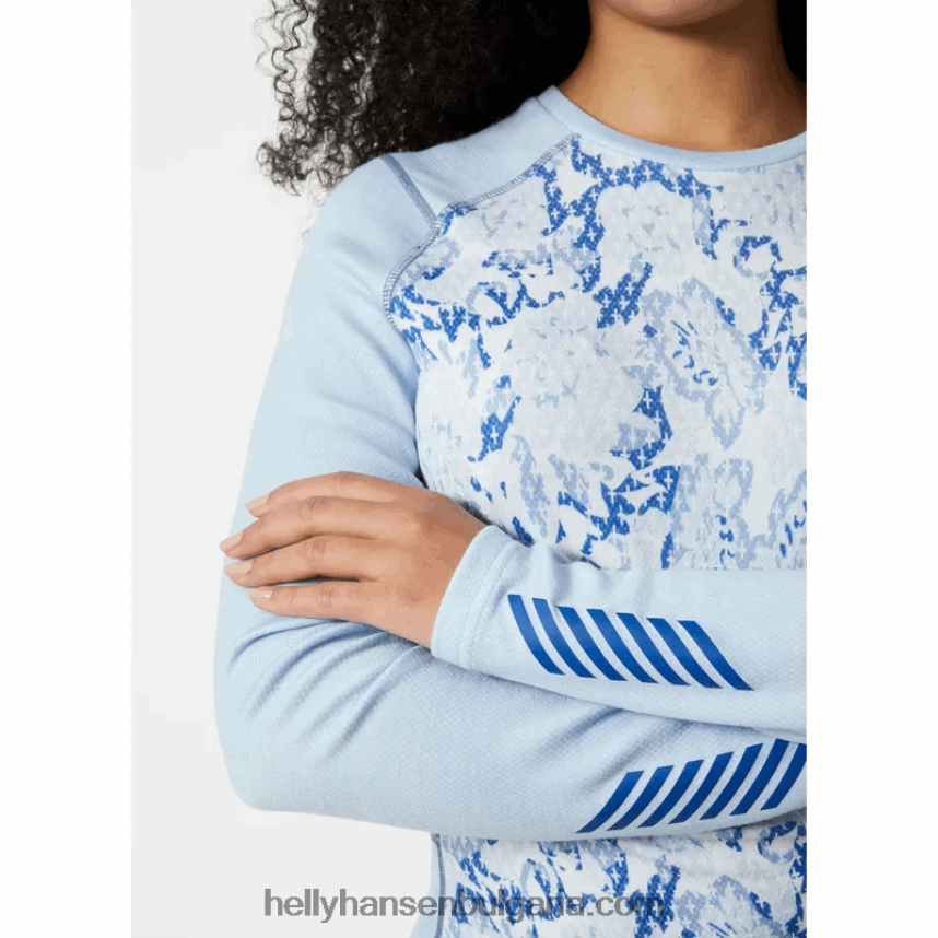 Жени дамски лифа мериносови средно тежки графични дълъг ръкав основен слой 80V22D2067 синя мъгла Helly-Hansen