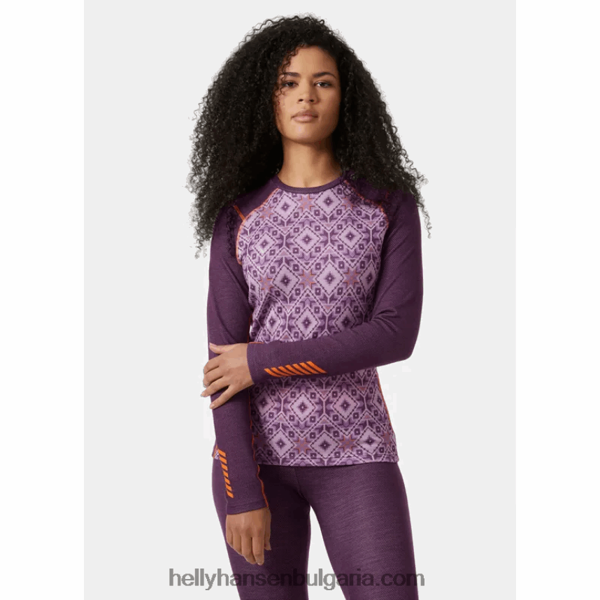 Жени дамски лифа мериносови средно тежки графични дълъг ръкав основен слой 80V22D2068 бебешки отряд Helly-Hansen