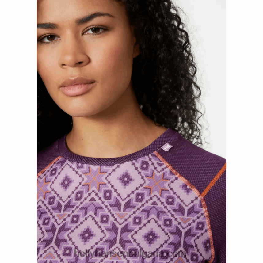 Жени дамски лифа мериносови средно тежки графични дълъг ръкав основен слой 80V22D2068 бебешки отряд Helly-Hansen