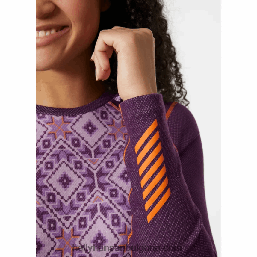 Жени дамски лифа мериносови средно тежки графични дълъг ръкав основен слой 80V22D2068 бебешки отряд Helly-Hansen