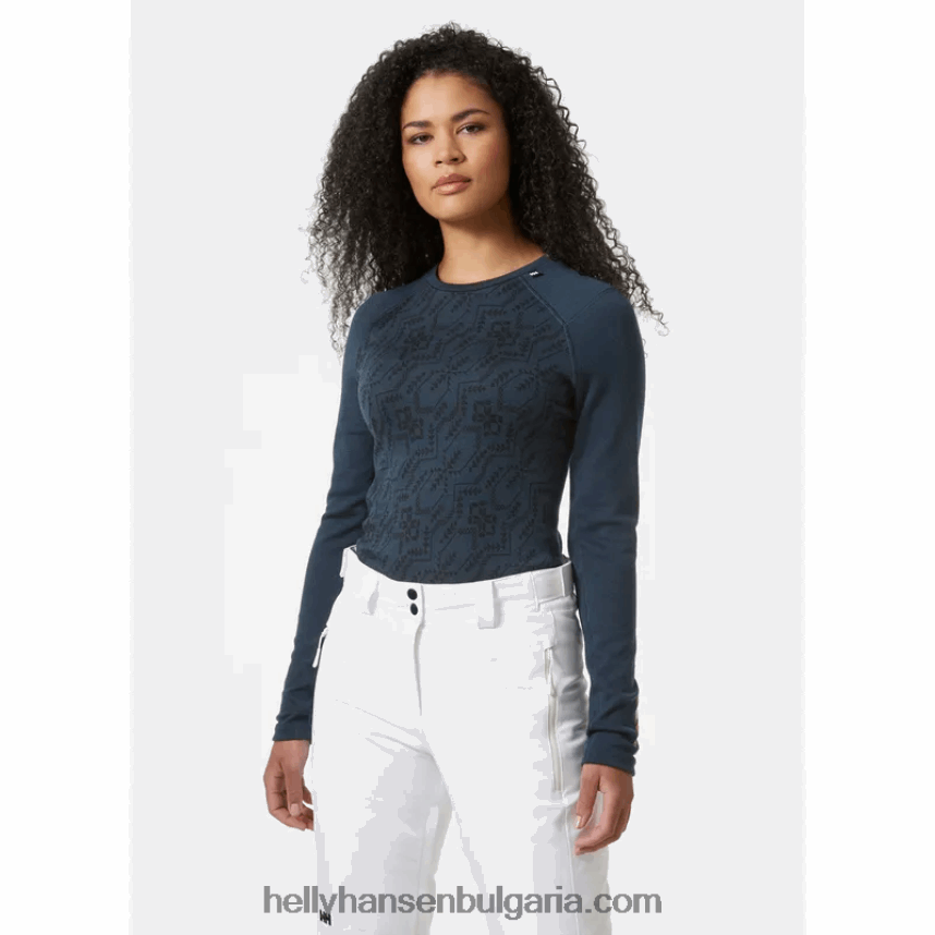 Жени дамски лифа мериносови средно тежки графични дълъг ръкав основен слой 80V22D2069 аметист ул Helly-Hansen