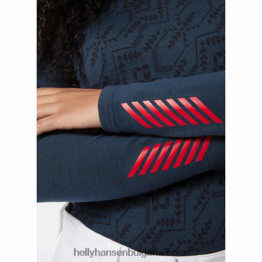 Жени дамски лифа мериносови средно тежки графични дълъг ръкав основен слой 80V22D2069 аметист ул Helly-Hansen