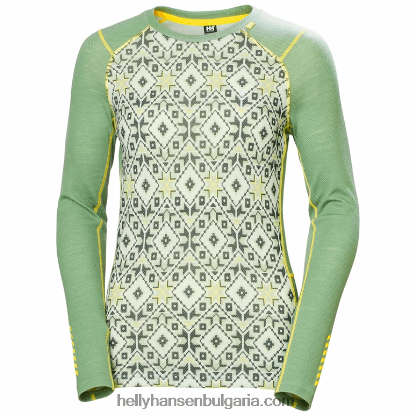 Жени дамски лифа мериносови средно тежки графични дълъг ръкав основен слой 80V22D2070 морско деко f Helly-Hansen