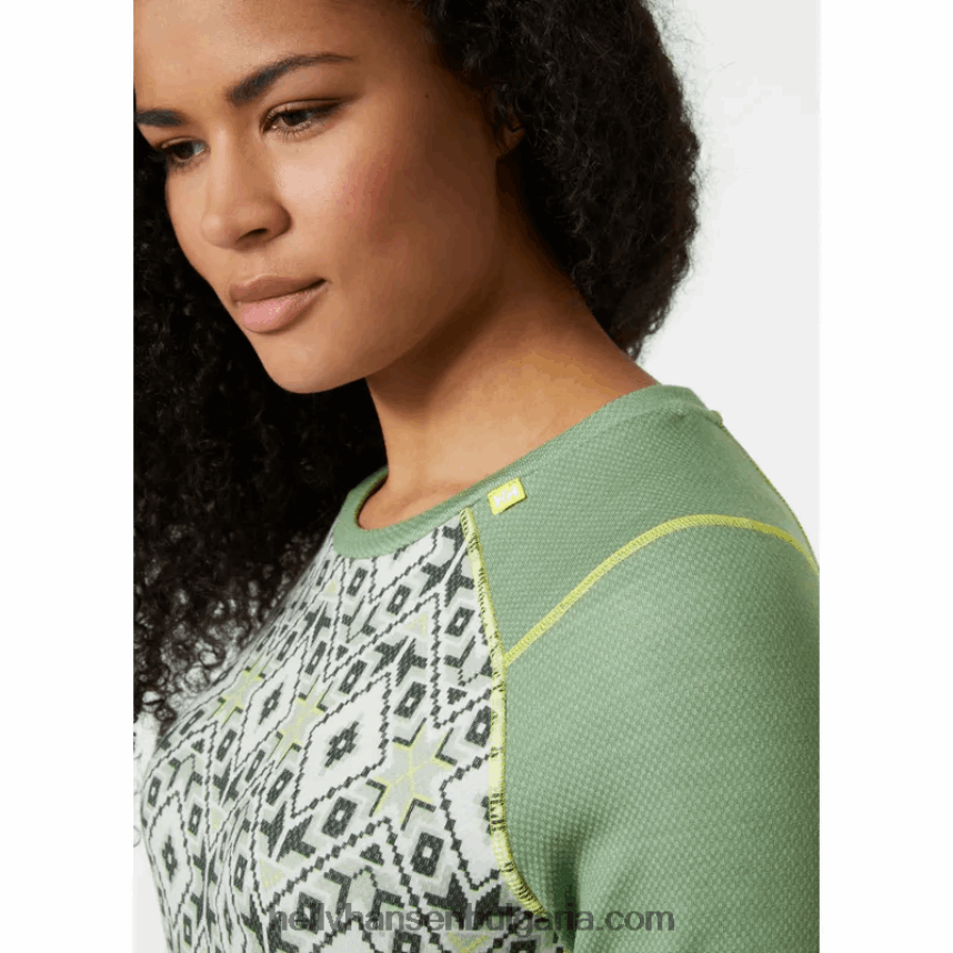 Жени дамски лифа мериносови средно тежки графични дълъг ръкав основен слой 80V22D2070 морско деко f Helly-Hansen