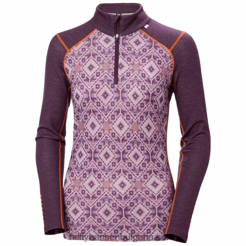 Жени дамски lifa merino midweight 2-в-1 графичен основен слой с половин цип 80V22D2064 бебешки отряд Helly-Hansen