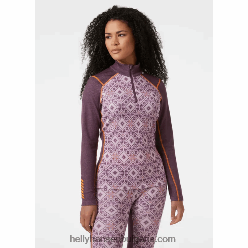Жени дамски lifa merino midweight 2-в-1 графичен основен слой с половин цип 80V22D2064 бебешки отряд Helly-Hansen
