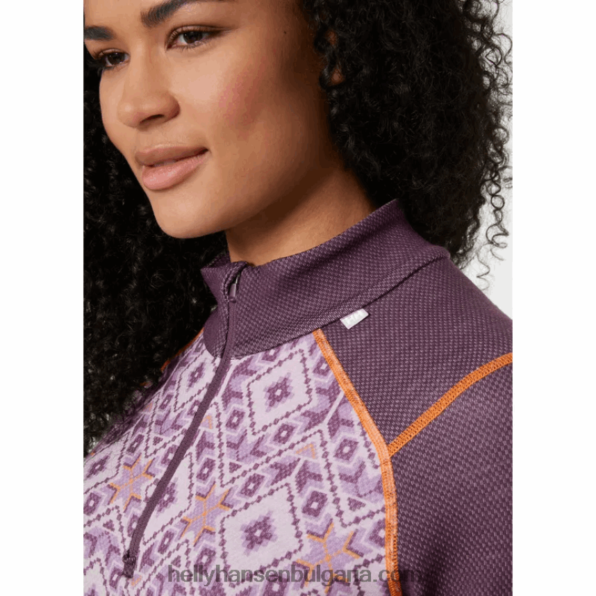 Жени дамски lifa merino midweight 2-в-1 графичен основен слой с половин цип 80V22D2064 бебешки отряд Helly-Hansen