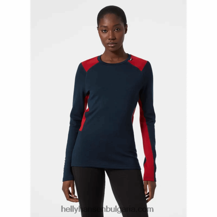Жени жени lifa merino midweight crew основен слой 80V22D2052 черен Helly-Hansen