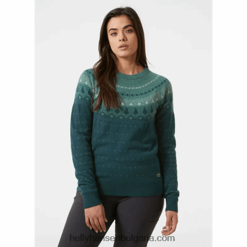 Жени дамски пуловер от мериносова вълна hytte 80V22D1921 военноморски флот Helly-Hansen