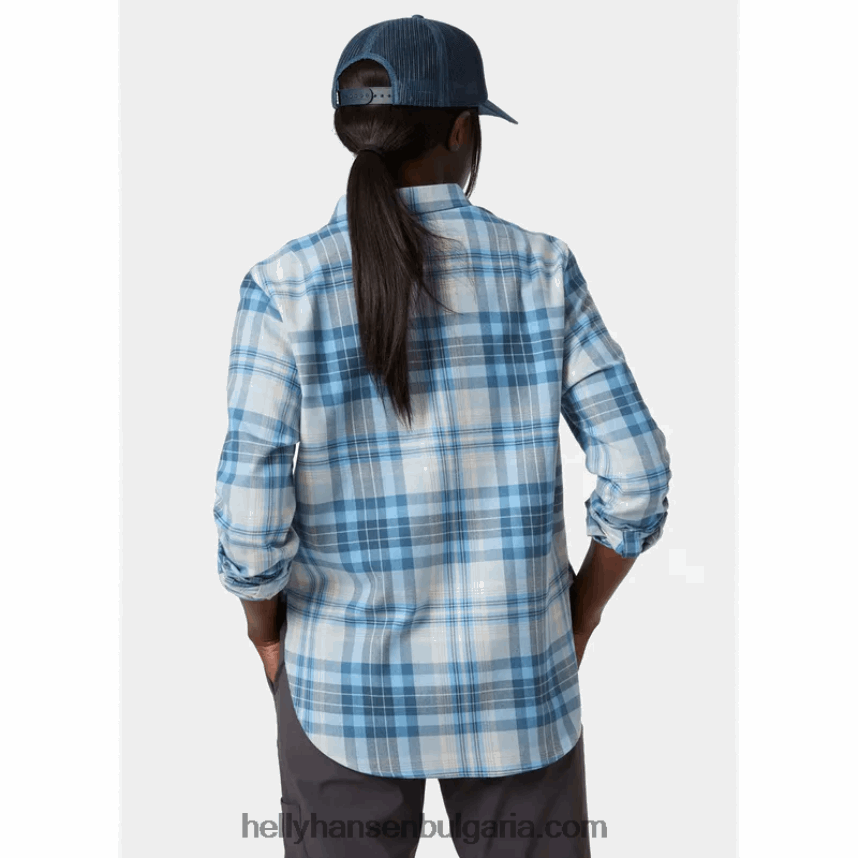 Жени дамска органична фланелена риза с дълъг ръкав lokka 80V22D2026 ментово каре Helly-Hansen