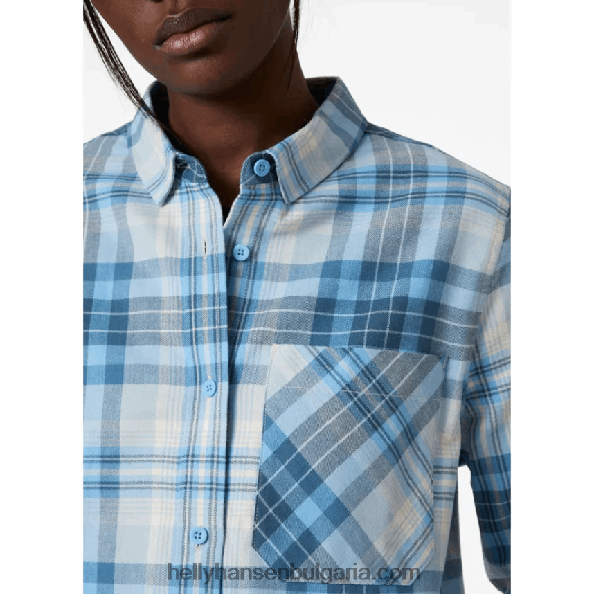 Жени дамска органична фланелена риза с дълъг ръкав lokka 80V22D2026 ментово каре Helly-Hansen