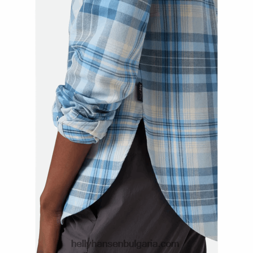 Жени дамска органична фланелена риза с дълъг ръкав lokka 80V22D2026 ментово каре Helly-Hansen