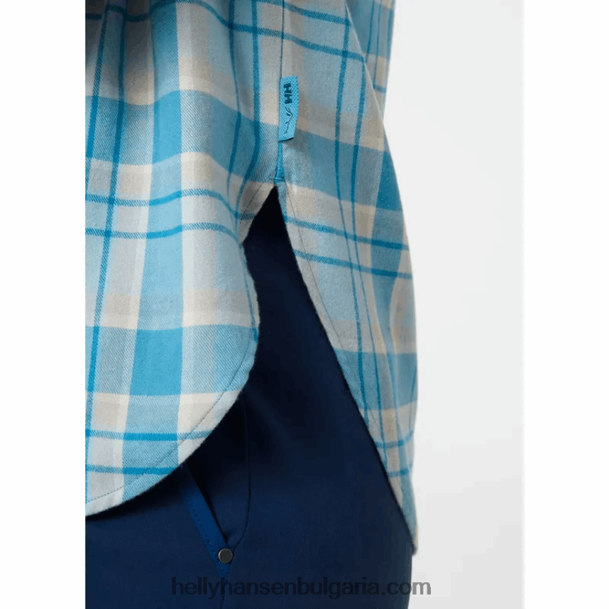 Жени дамска органична фланелена риза с дълъг ръкав lokka 80V22D2027 скаген синьо Helly-Hansen