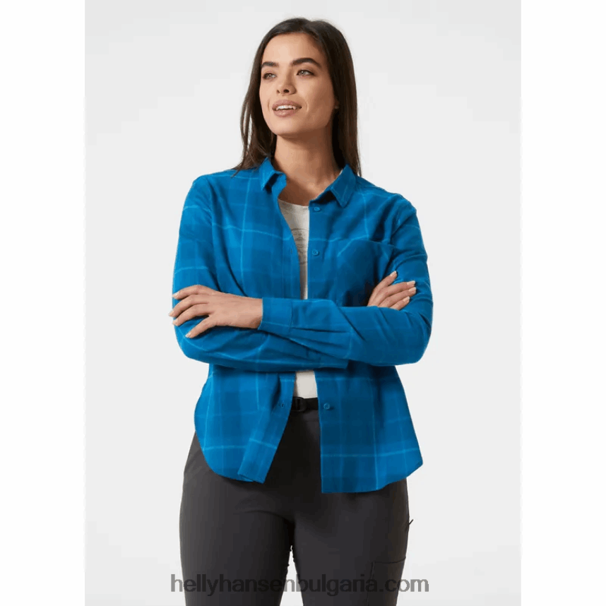 Жени дамска органична фланелена риза с дълъг ръкав lokka 80V22D2029 нефрит Helly-Hansen