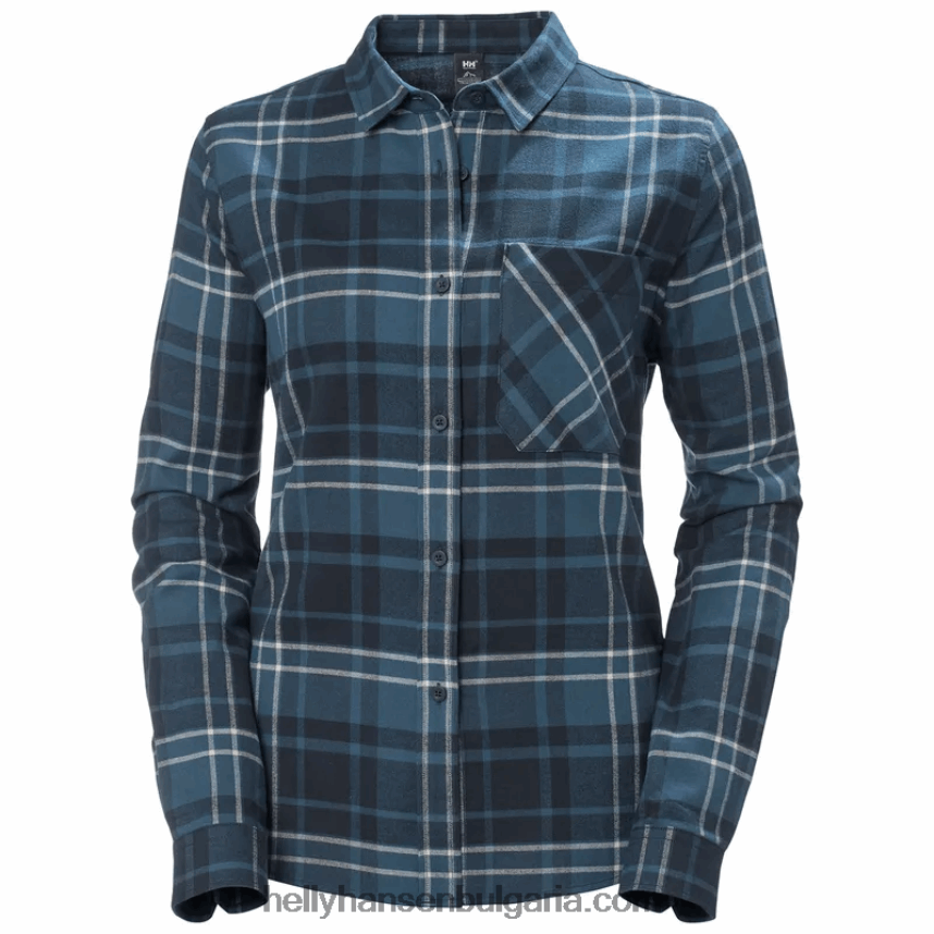 Жени дамска органична фланелена риза с дълъг ръкав lokka 80V22D2030 дълбок фиорд Helly-Hansen
