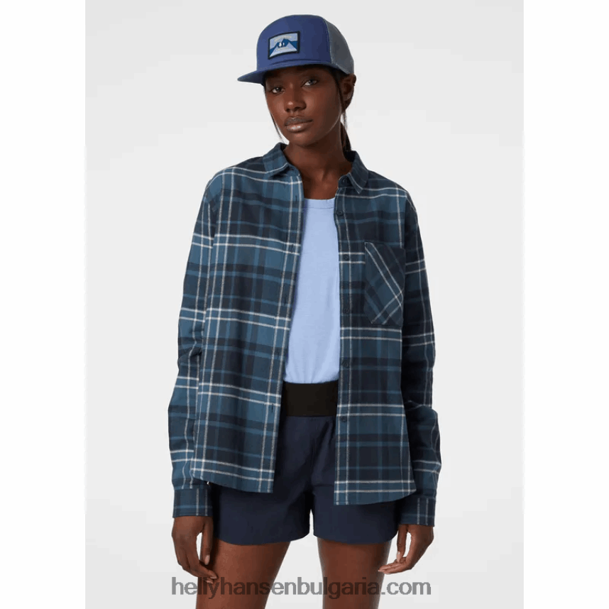 Жени дамска органична фланелена риза с дълъг ръкав lokka 80V22D2030 дълбок фиорд Helly-Hansen