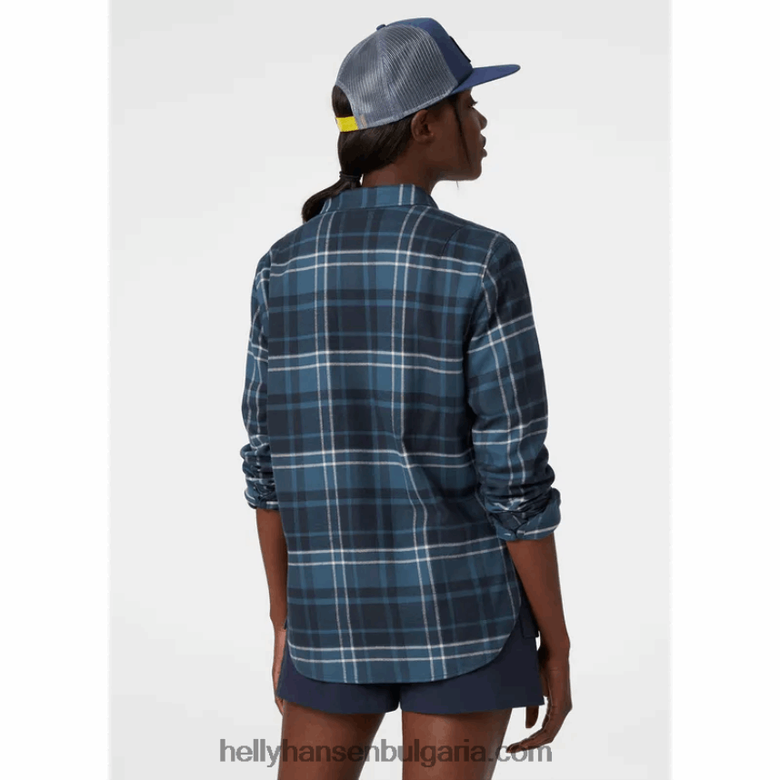 Жени дамска органична фланелена риза с дълъг ръкав lokka 80V22D2030 дълбок фиорд Helly-Hansen