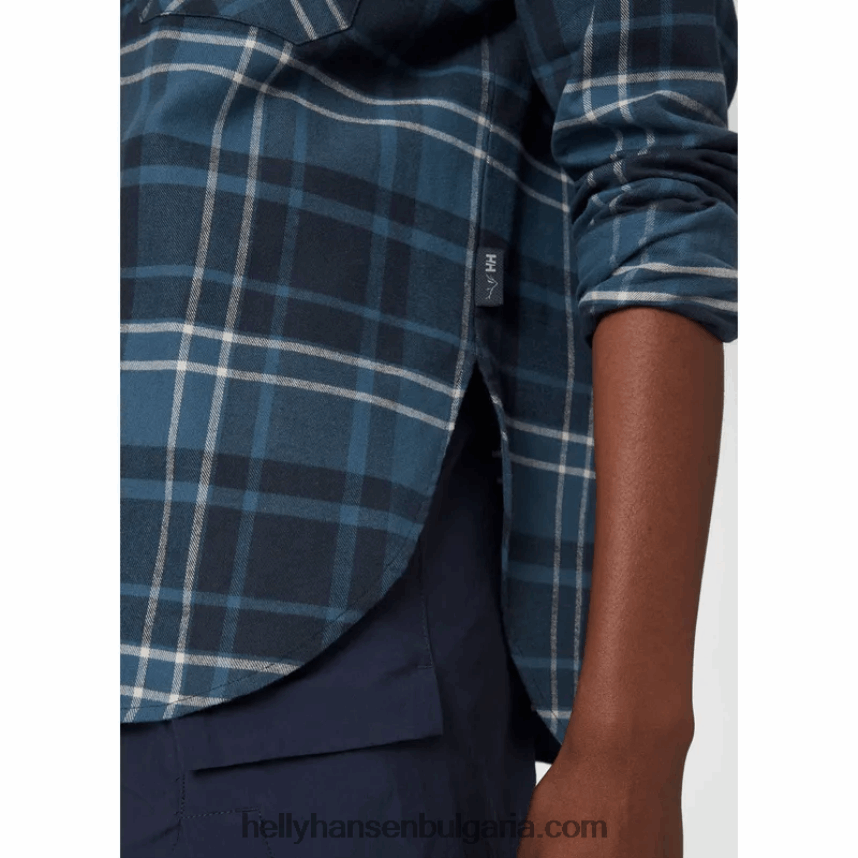 Жени дамска органична фланелена риза с дълъг ръкав lokka 80V22D2030 дълбок фиорд Helly-Hansen