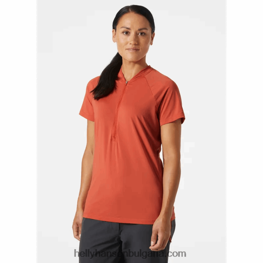 Жени дамска сирена бързосъхнеща тениска с половин цип 80V22D2708 азурит/сива мъгла Helly-Hansen