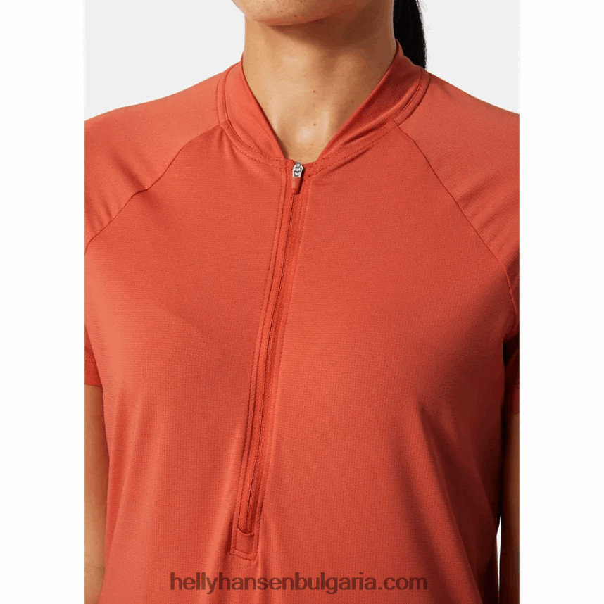 Жени дамска сирена бързосъхнеща тениска с половин цип 80V22D2708 азурит/сива мъгла Helly-Hansen