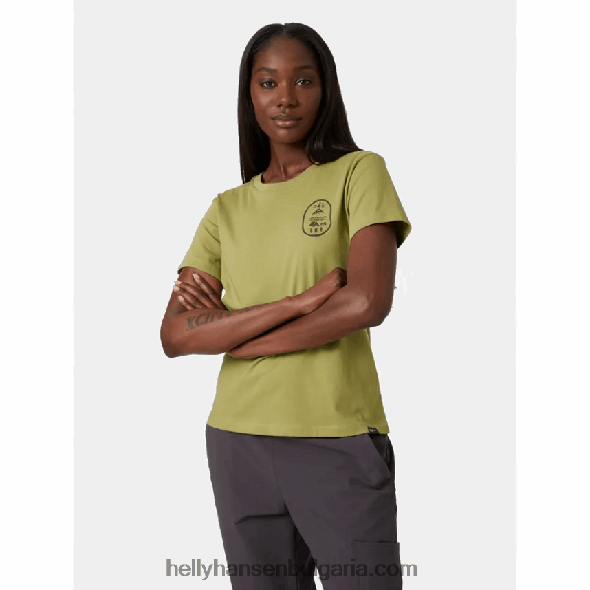 Жени дамска тениска f2f от органичен памук 80V22D1938 избледняло жълто Helly-Hansen