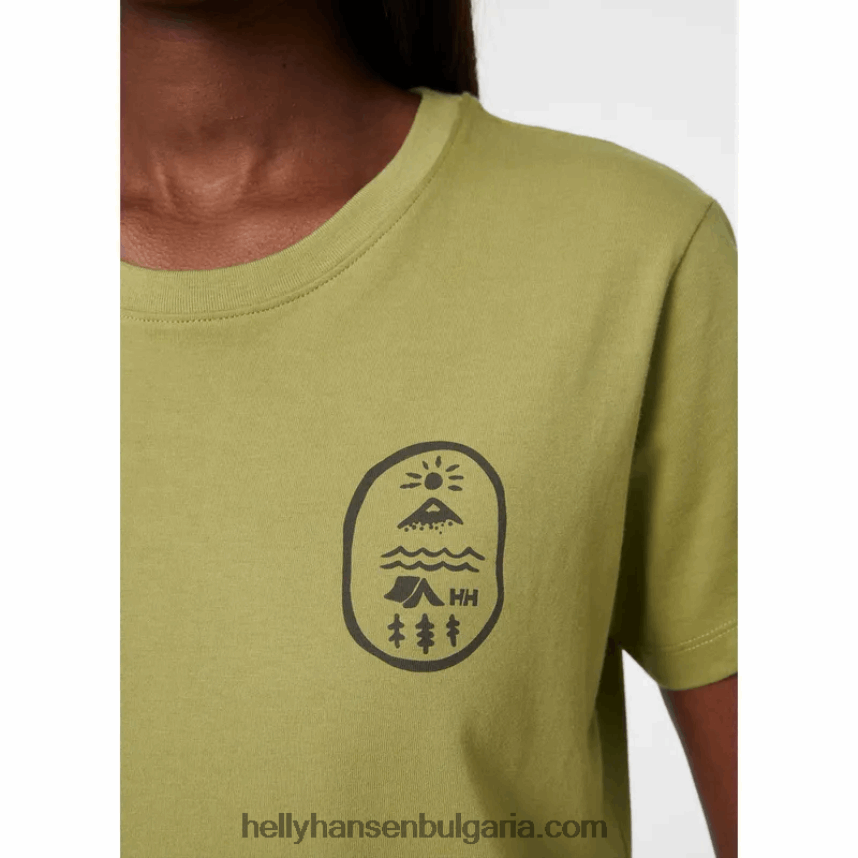 Жени дамска тениска f2f от органичен памук 80V22D1938 избледняло жълто Helly-Hansen