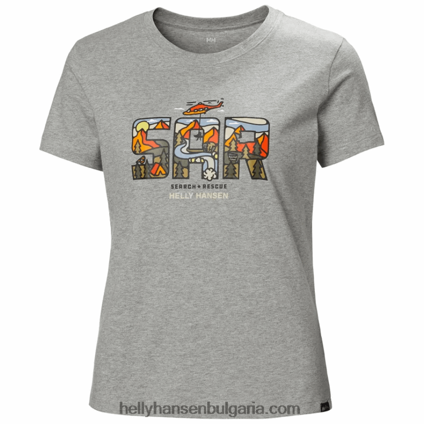 Жени дамска тениска f2f от органичен памук 80V22D1940 сиво мел кв Helly-Hansen