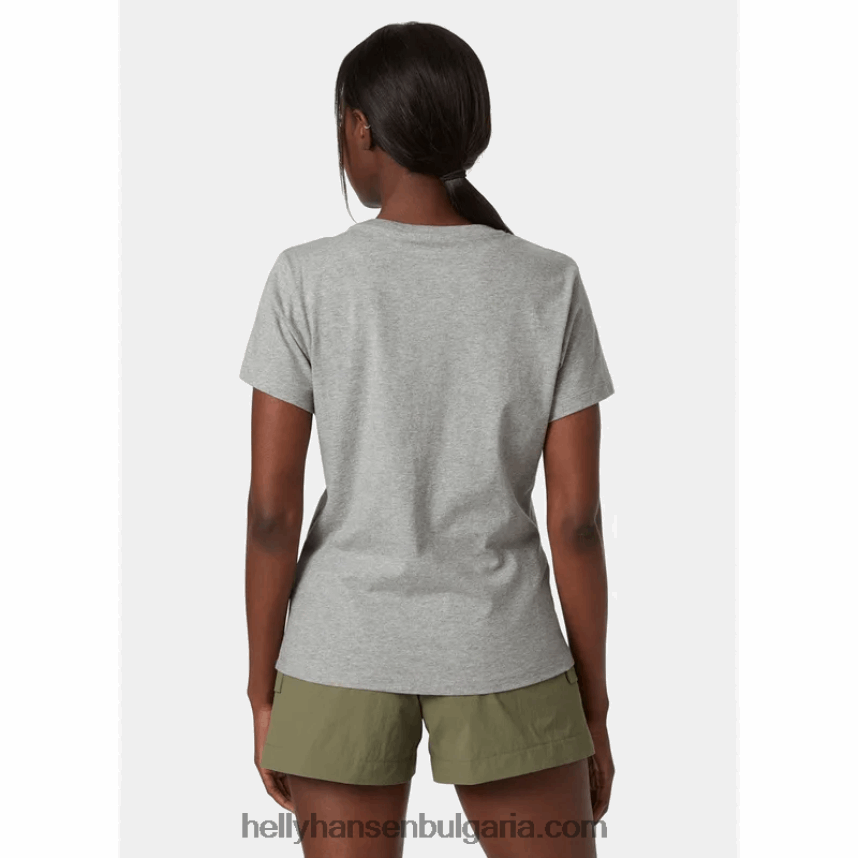 Жени дамска тениска f2f от органичен памук 80V22D1940 сиво мел кв Helly-Hansen