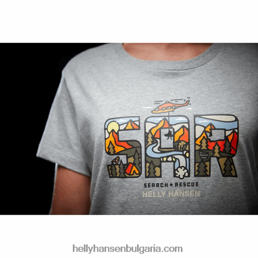 Жени дамска тениска f2f от органичен памук 80V22D1940 сиво мел кв Helly-Hansen