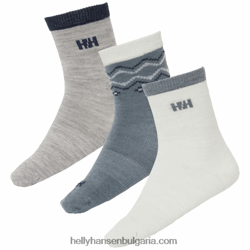 деца детски вълнени чорапи. 3pk 80V22D1008 сив меланг Helly-Hansen