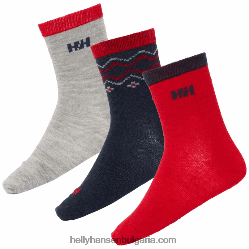 деца детски вълнени чорапи. 3pk 80V22D1009 сив меланг Helly-Hansen