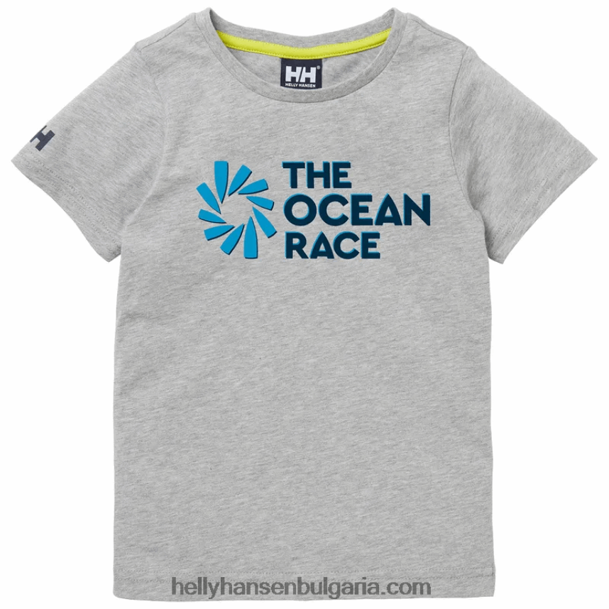 деца тениска от органичен памук за деца и юноши Ocean Race 80V22D2378 сив меланг/тъмносиньо Helly-Hansen