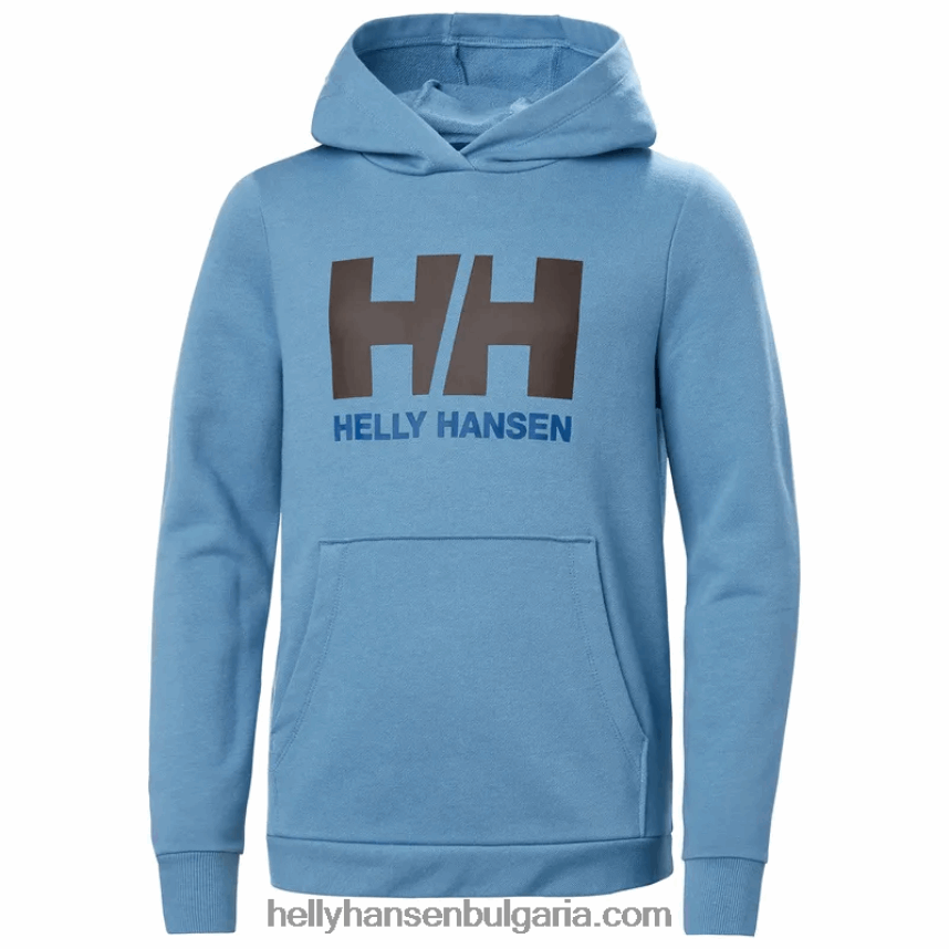 деца юношеска качулка с лого hh 2.0 80V22D2500 рязко зелено/азурит Helly-Hansen