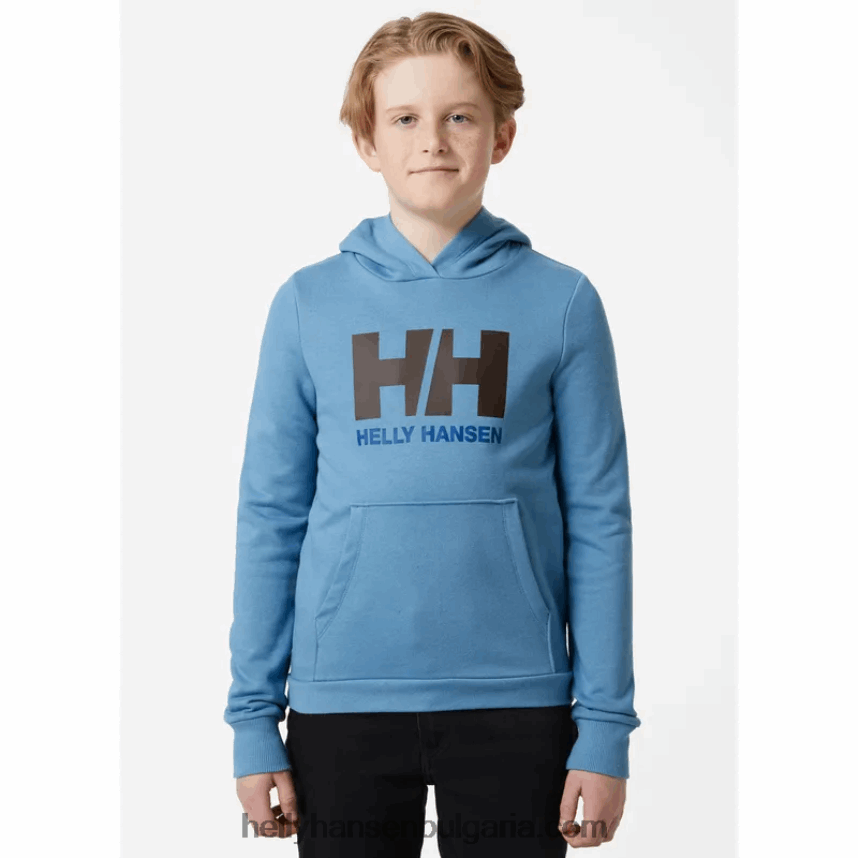 деца юношеска качулка с лого hh 2.0 80V22D2500 рязко зелено/азурит Helly-Hansen