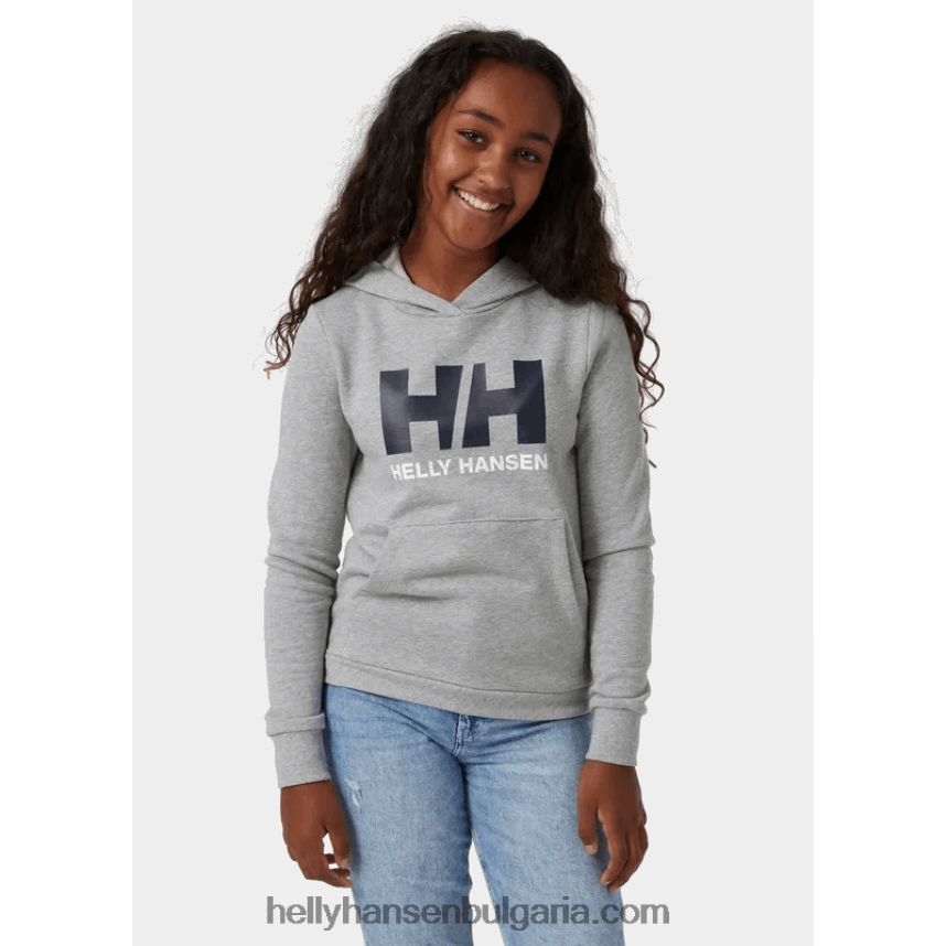 деца юношеска качулка с лого hh 2.0 80V22D2501 азурит/синя мъгла Helly-Hansen
