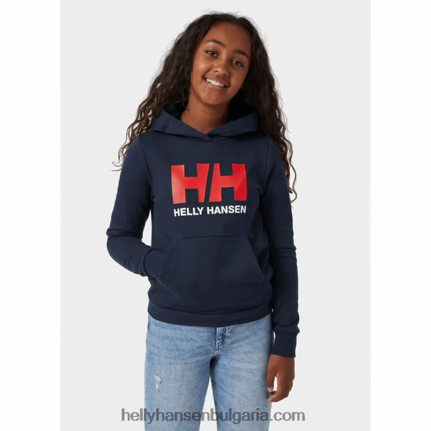 деца юношеска качулка с лого hh 2.0 80V22D2502 синя мъгла/сив меланг Helly-Hansen