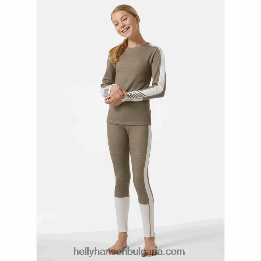 деца юноши lifa merino midweight базов слой слой 80V22D2483 смачкана гра/бебе войска Helly-Hansen