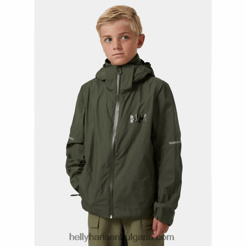 деца юношеско яке за дъжд 80V22D2429 теракота/смърч Helly-Hansen