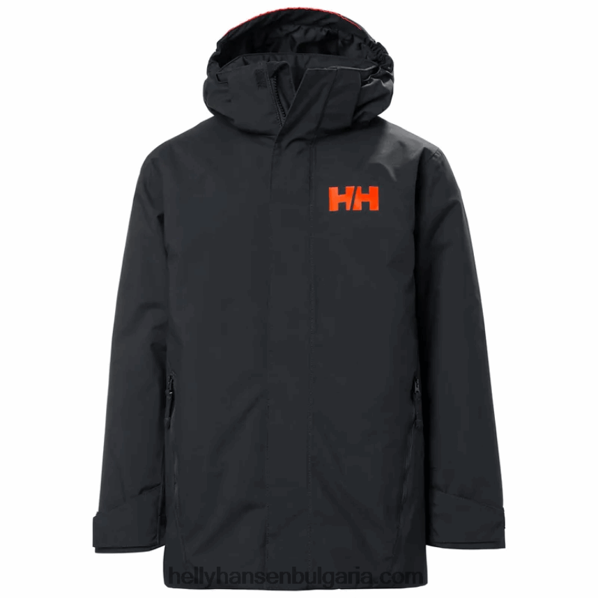 деца ски яке за юноши 80V22D2750 смачкана гра/синя мъгла Helly-Hansen