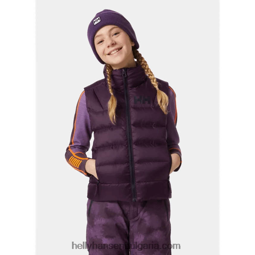 деца пухена жилетка за юноши isfjord 80V22D2763 синя мъгла/черно Helly-Hansen