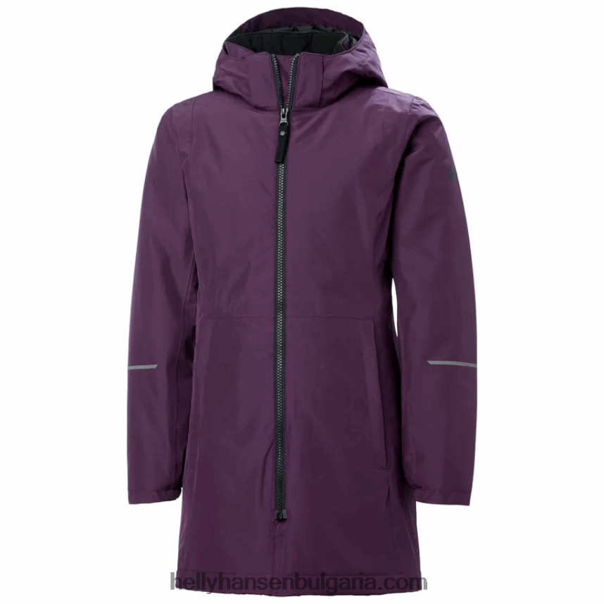 деца юношески изолиран дъждобран lisburn 80V22D2751 синя мъгла/черно Helly-Hansen