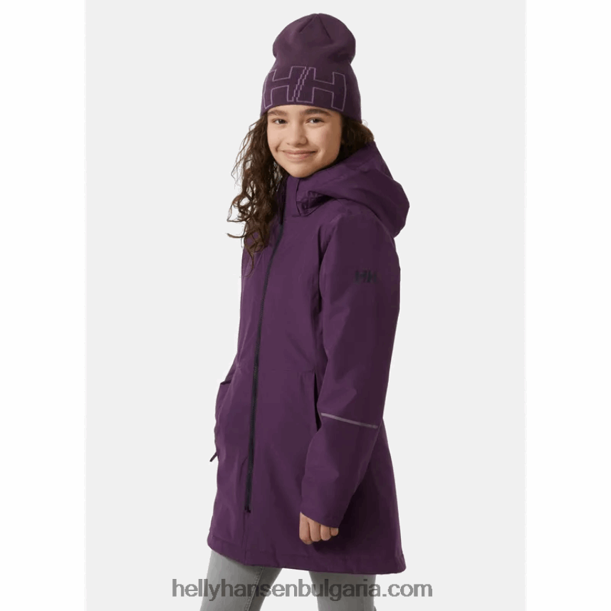 деца юношески изолиран дъждобран lisburn 80V22D2751 синя мъгла/черно Helly-Hansen