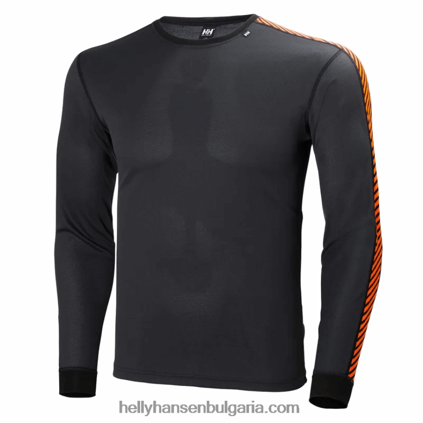 мъже мъжки hh lifa райе с дълъг ръкав основен слой на екипажа 80V22D1046 черен Helly-Hansen
