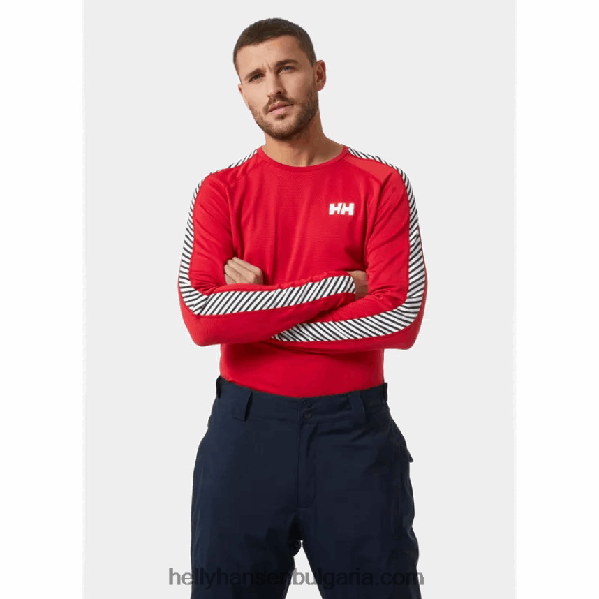 мъже Мъжки базов слой на екипажа с активна ивица lifa 80V22D1037 морошка Helly-Hansen